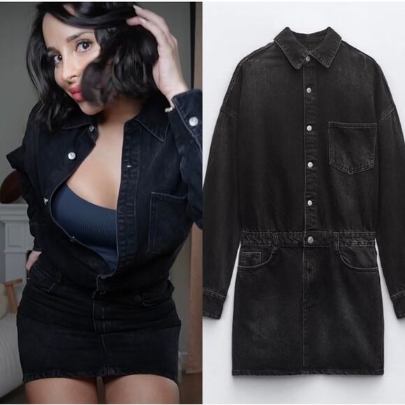 ZARA TRF DENIM SHIRTDRES - Picture 1 of 12